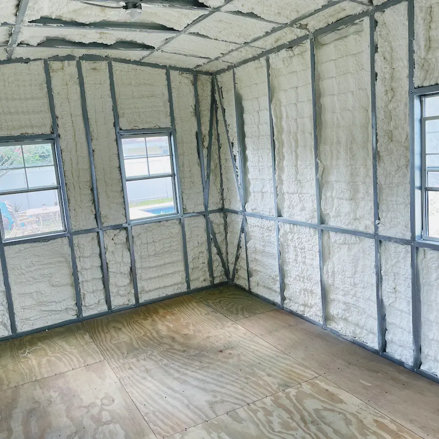 Closed-cell spray foam insulation applied to wall cavities in a residential project in West Plains